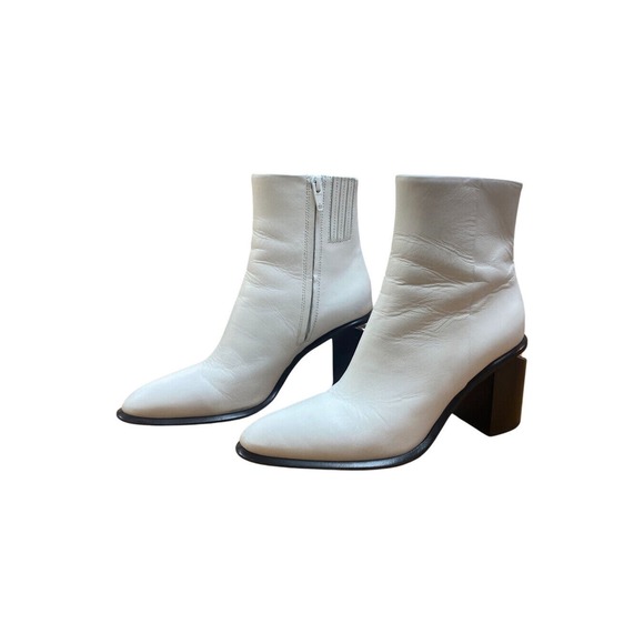 ALEXANDER WANG WHITE ANNA LEATHER ANKLED BOOT SIZE 7.5